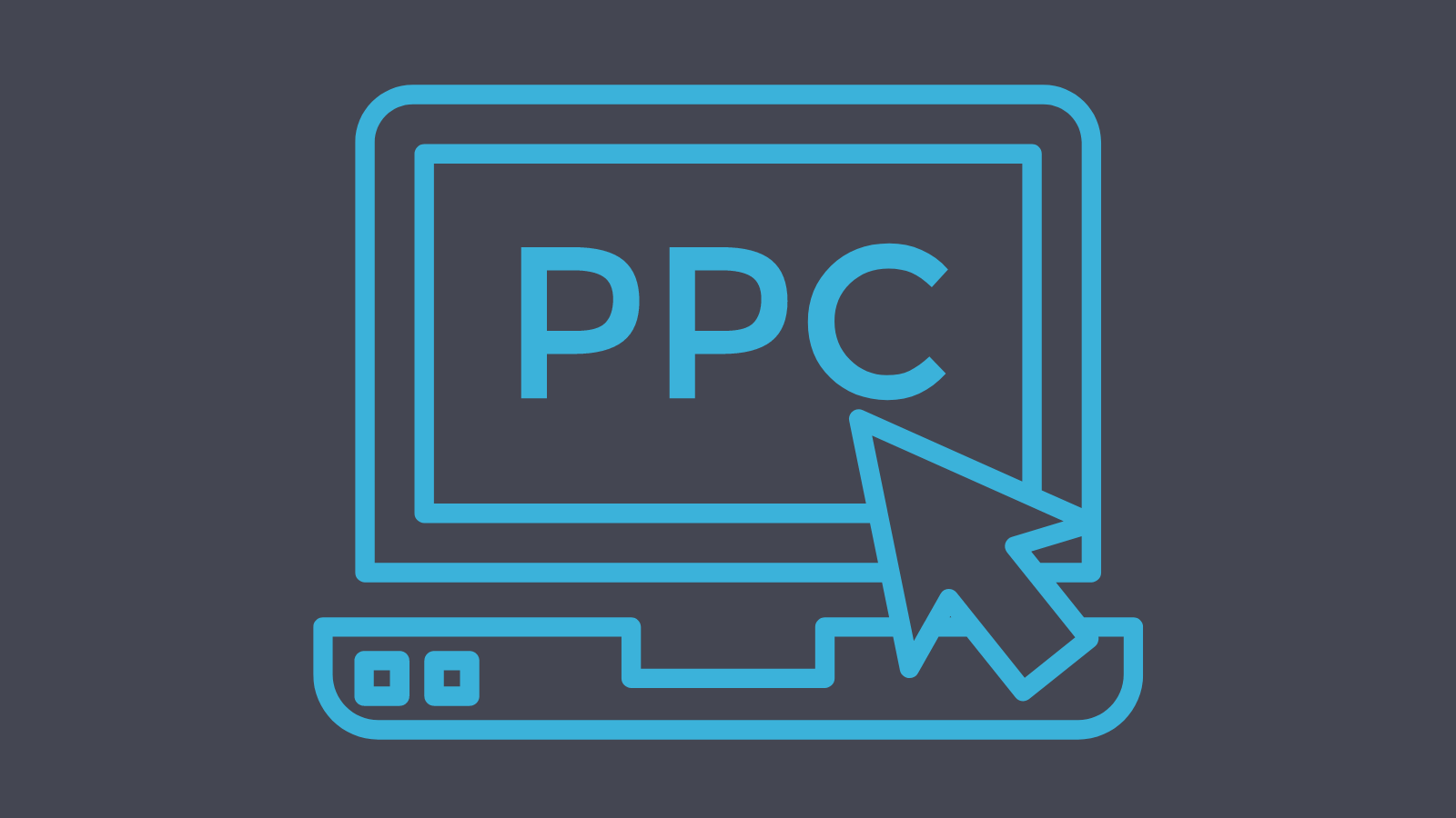 An icon of a laptop with PPC displayed in large letters on the screen