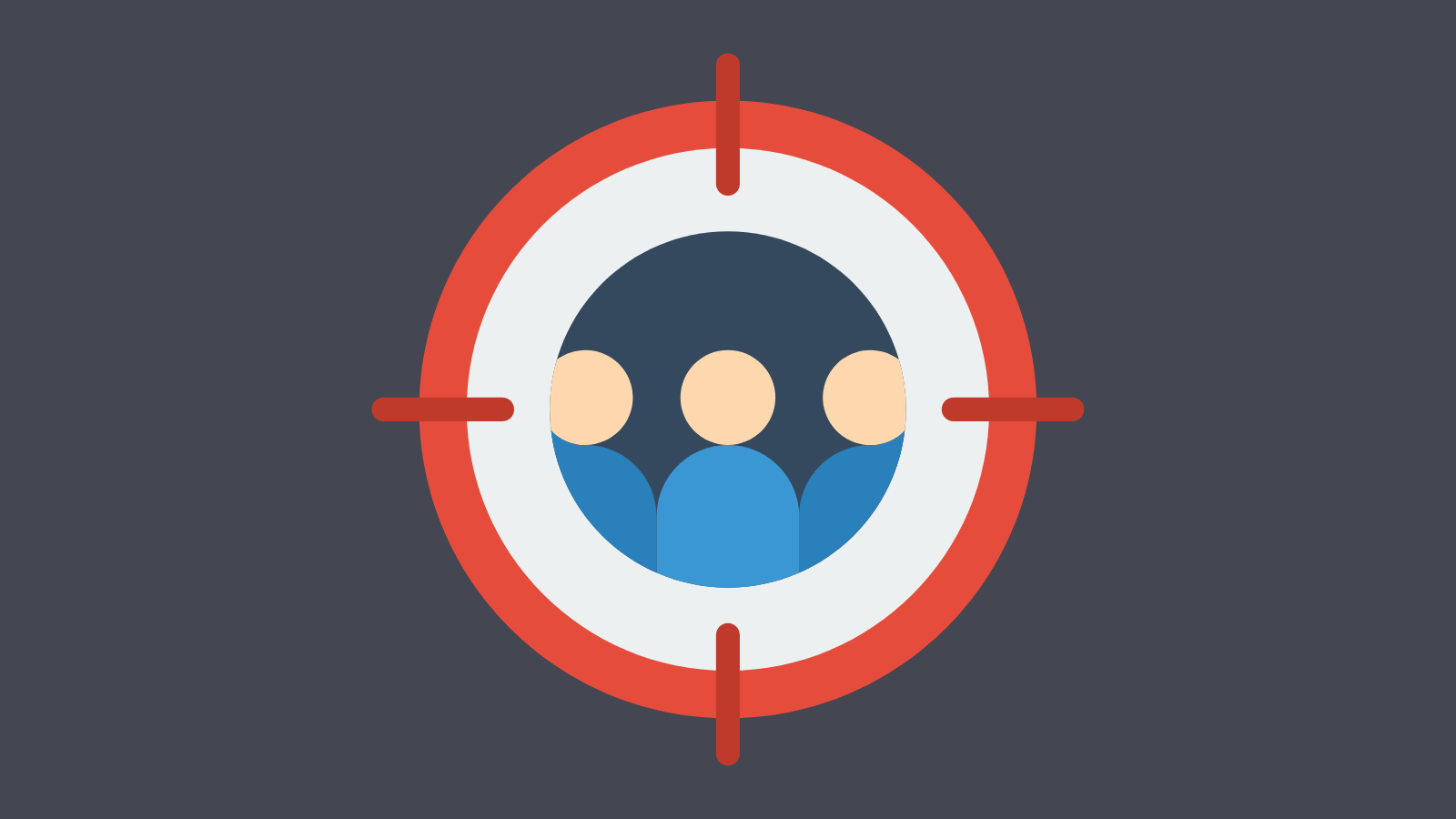 An icon of three people in a crosshairs to symbolize a target audience (1)
