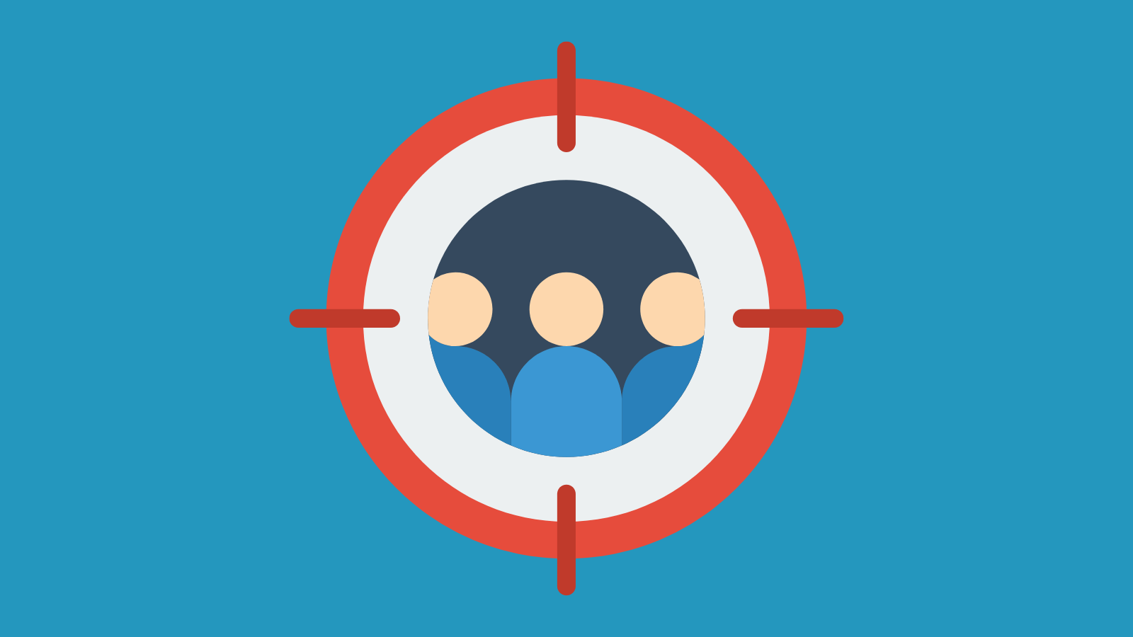 An icon of three people in a crosshairs to symbolize a target audience (2)