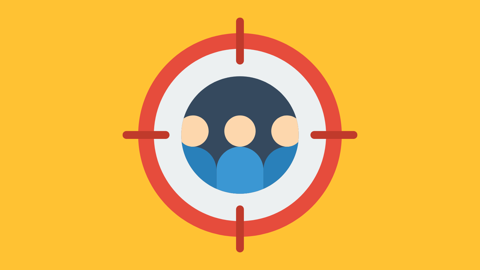 An icon of three people in a crosshairs to symbolize a target audience (3)