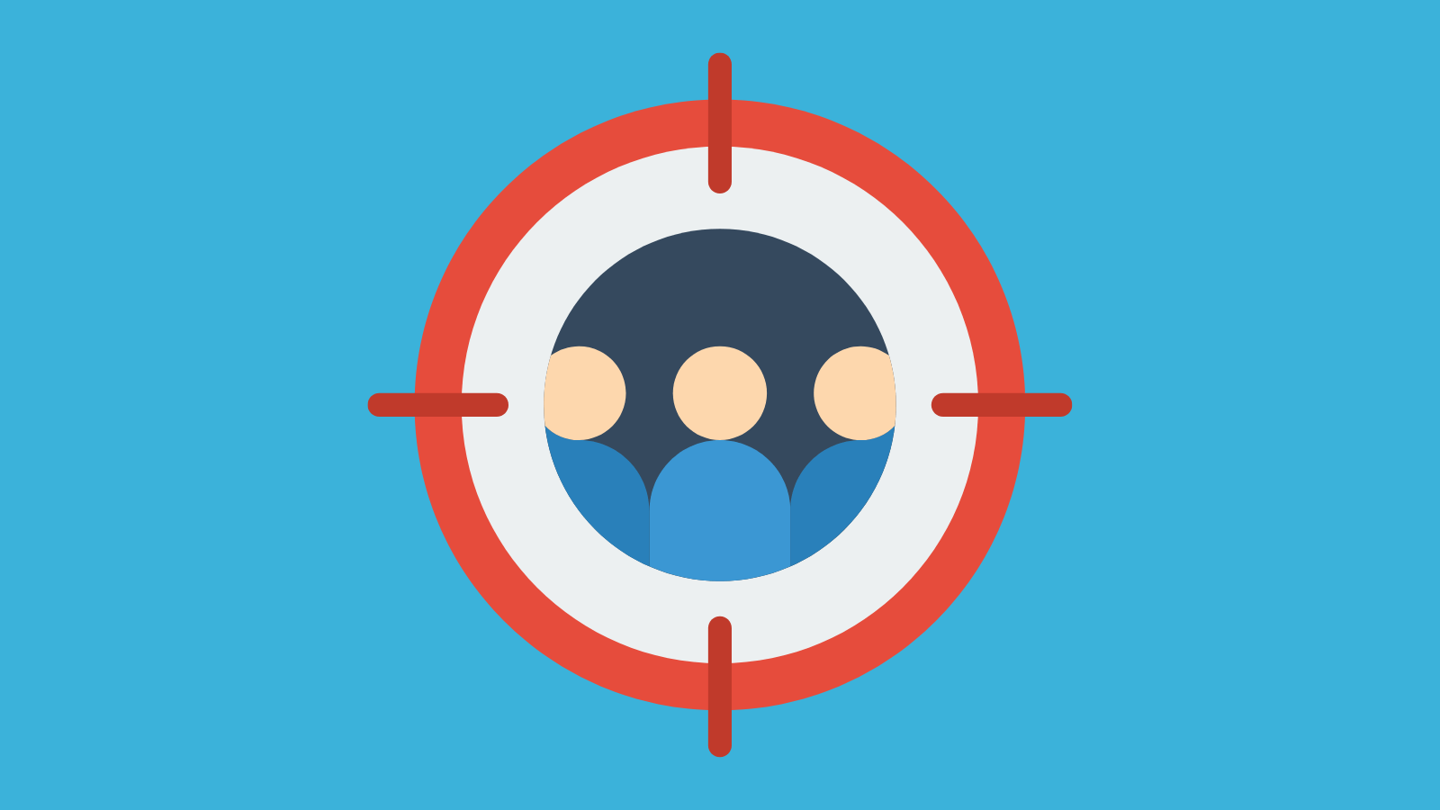 An icon of three people in a crosshairs to symbolize a target audience