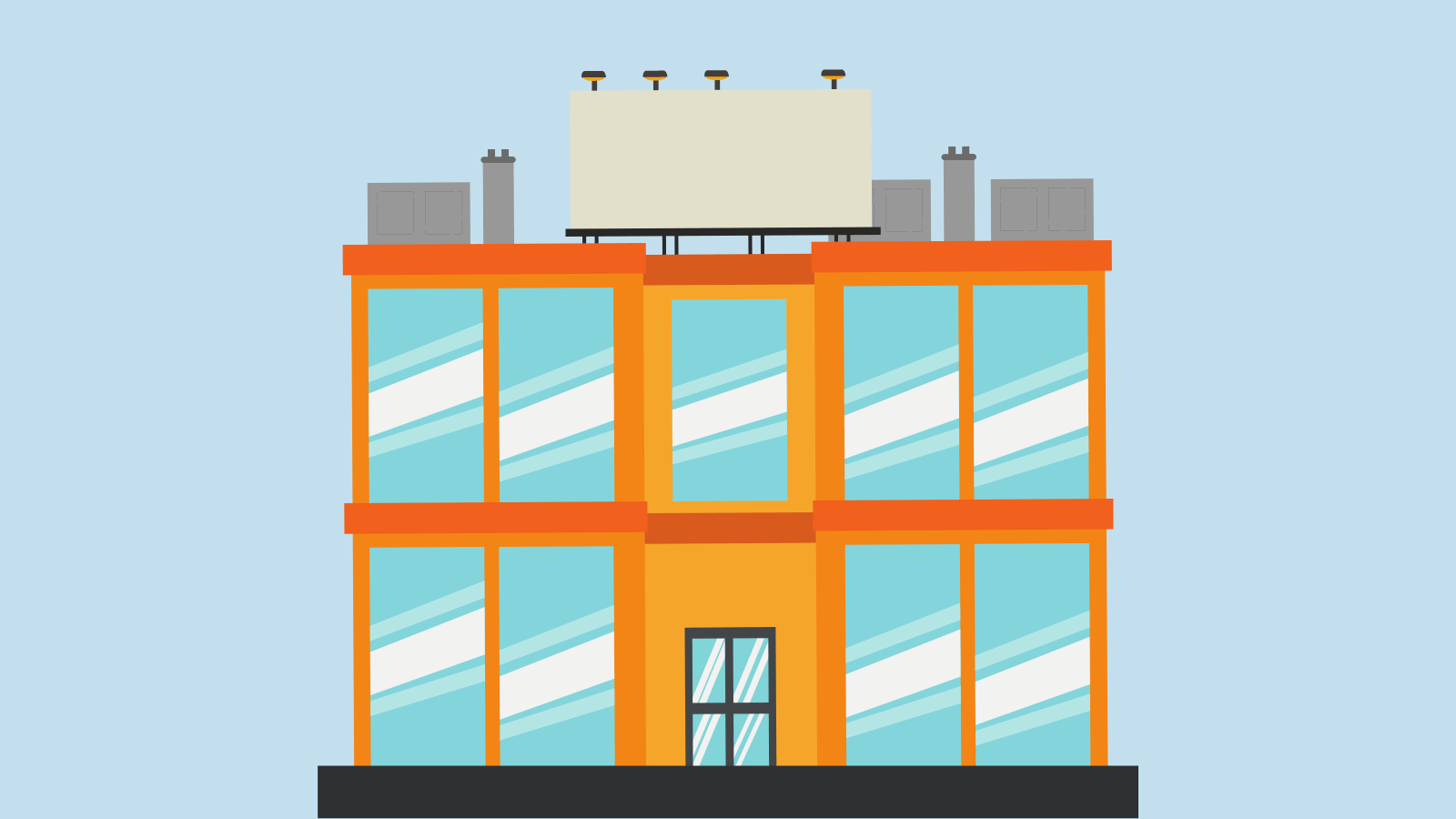 An illustration of a modern office building