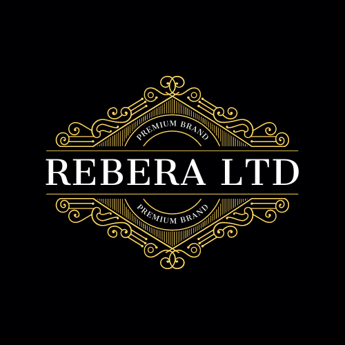 An intricate crest with the company name Rebera LTD