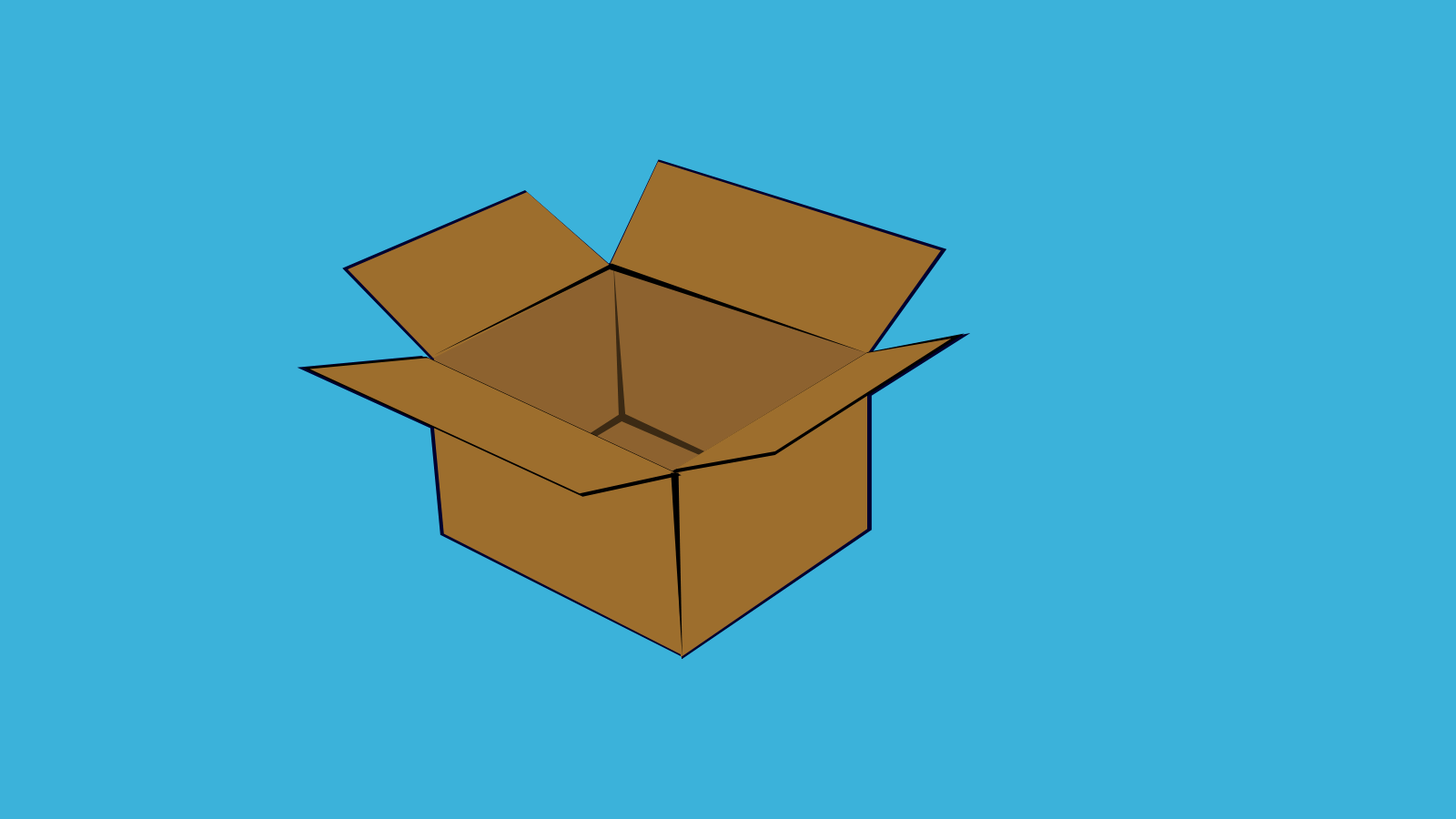 An open cardboard box