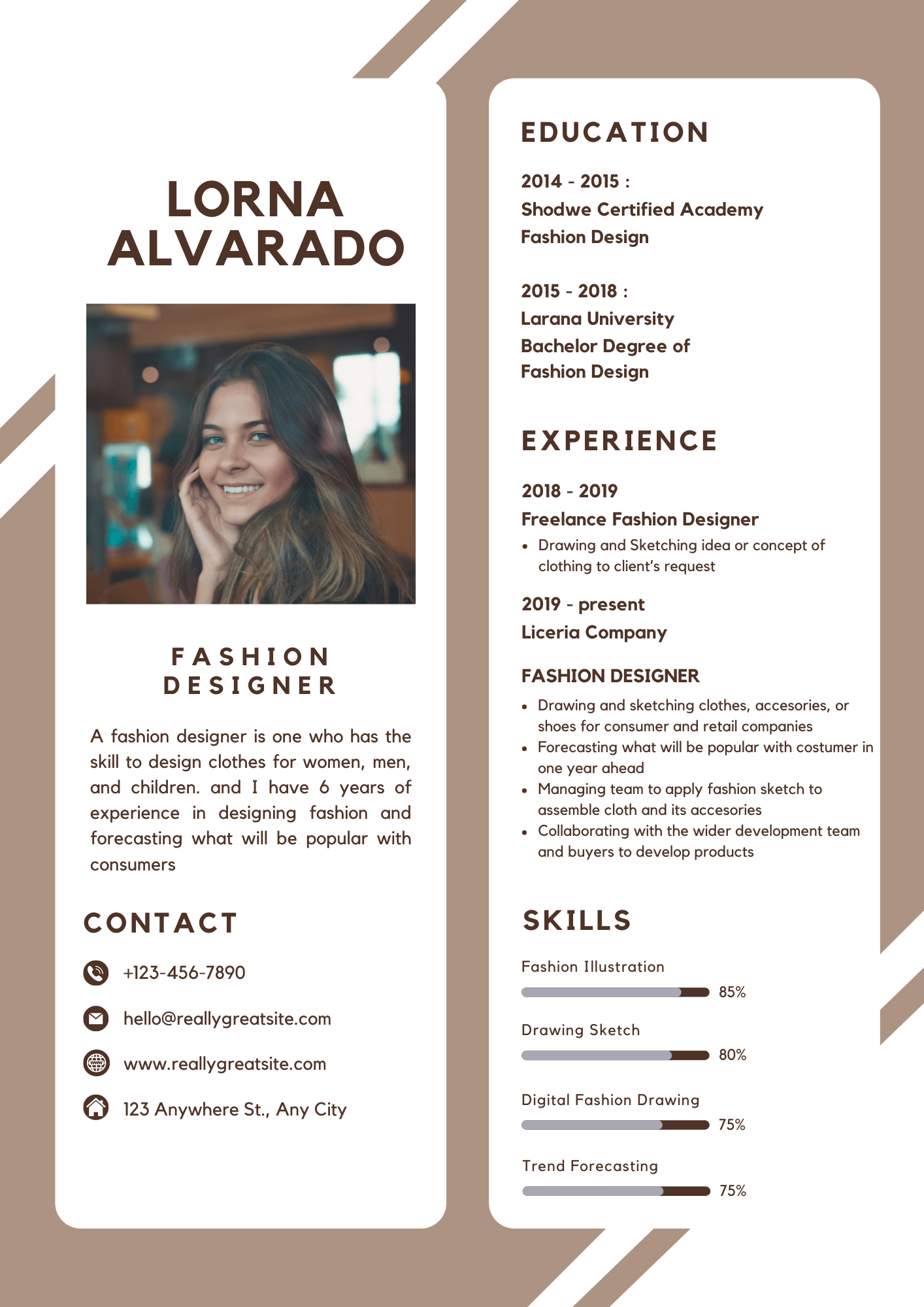 Beige Elegant Fashion Designer Resume