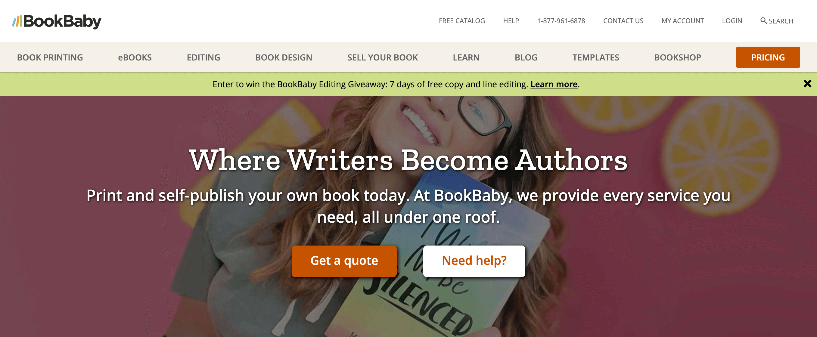 BookBabys homepage