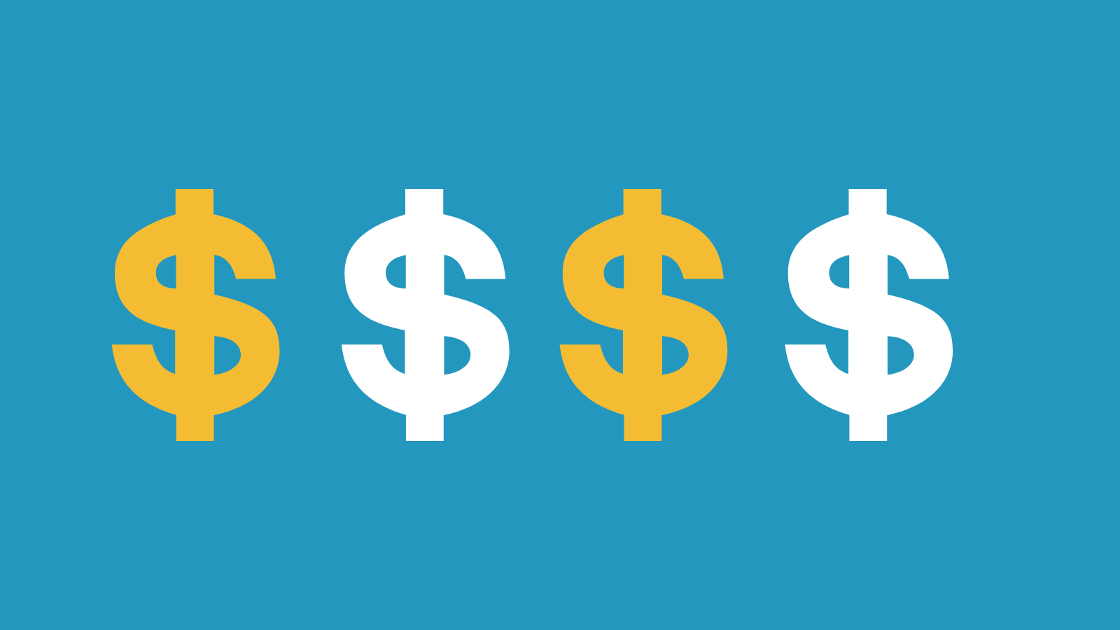 Four dollar signs in a graphic
