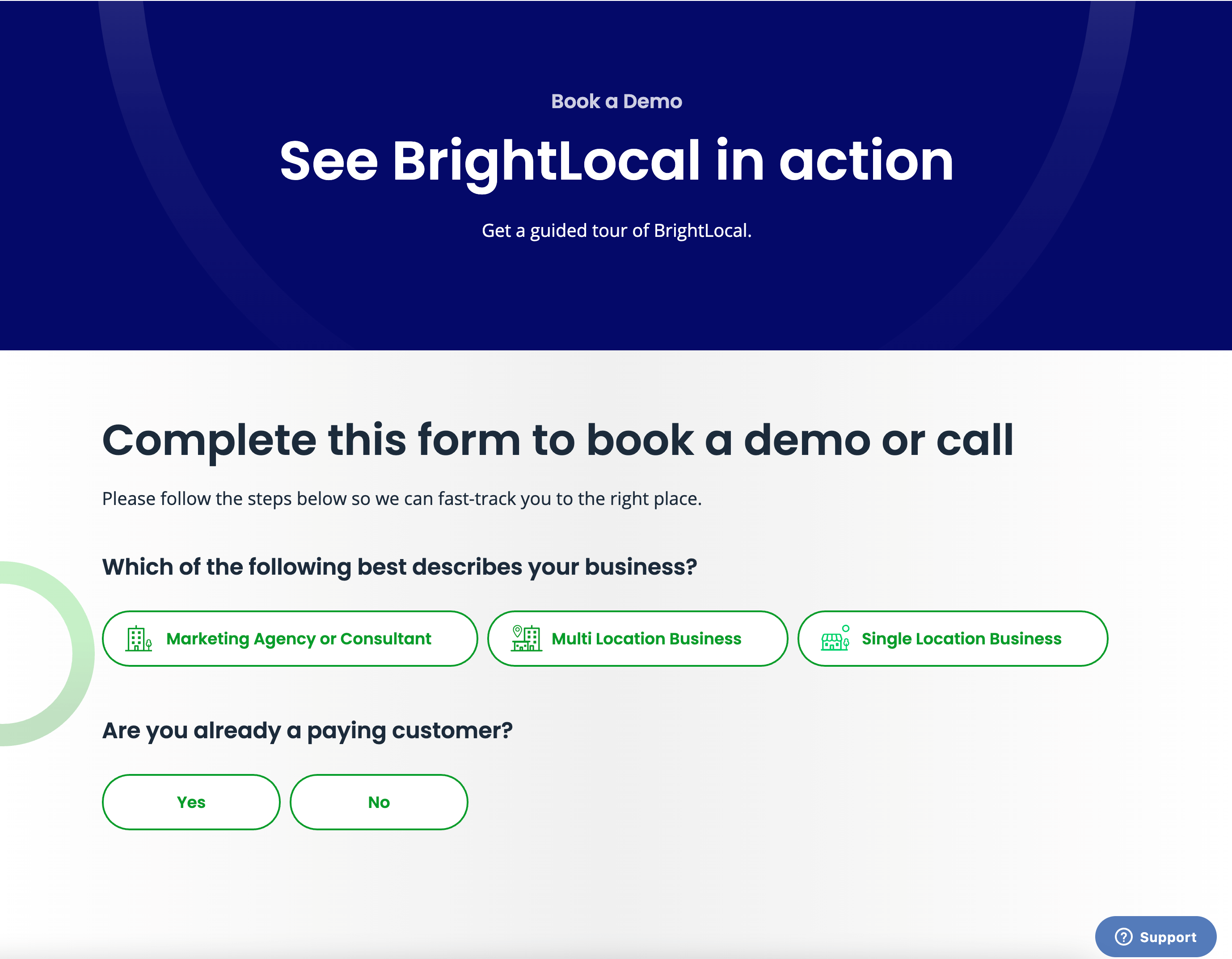 Brightlocal's Contact Us Page
