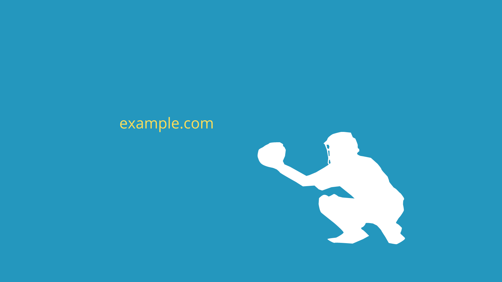 A silhouette of a catcher catching "example.com"