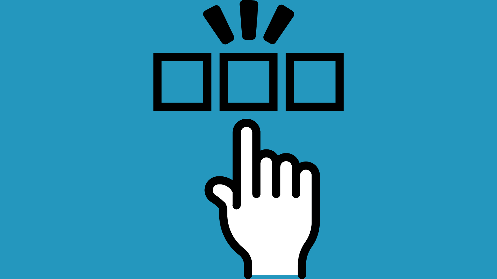 A cursor pointing the middle of three boxes