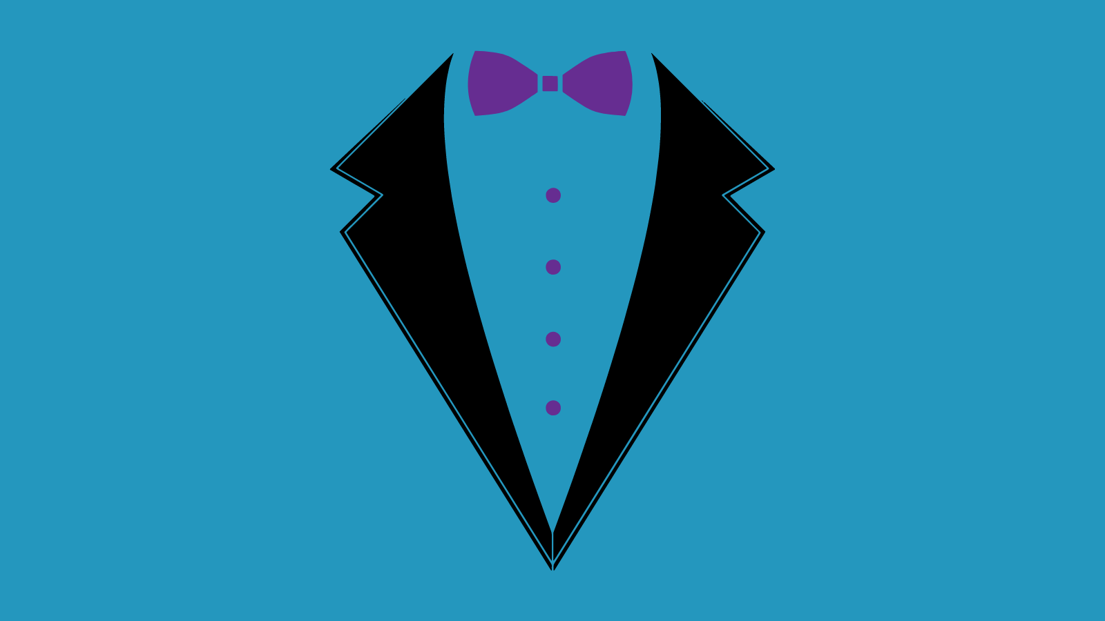 A graphic of a suit lapel and a bow tie