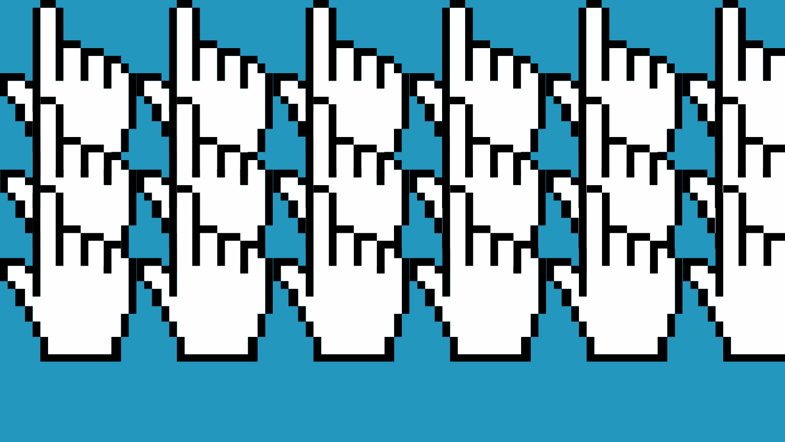 A repeating pattern of pointing hand cursors