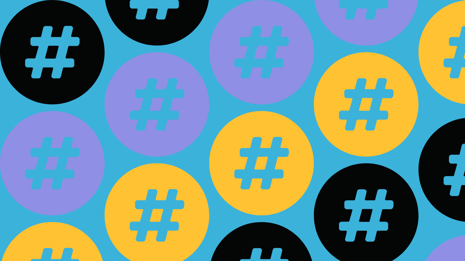 Diagonal rows of hashtags in circles
