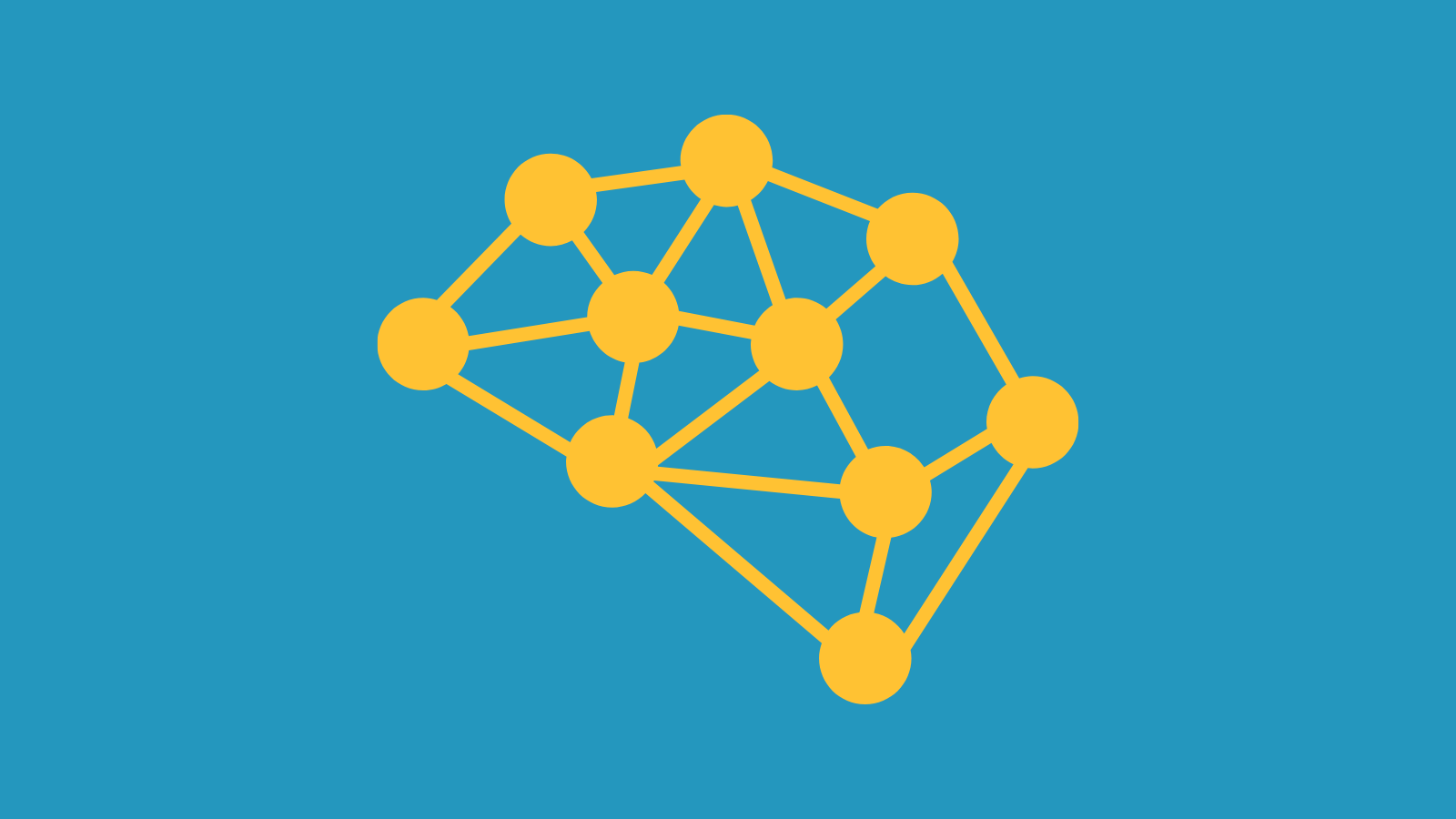 Dots connected by lines to create a brain shape