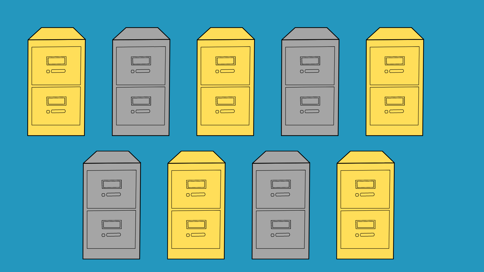 File Cabinets in a repeating pattern
