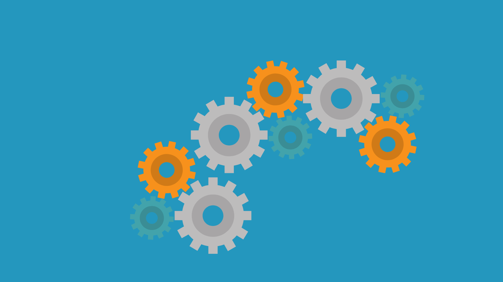 A graphic of various sized gears