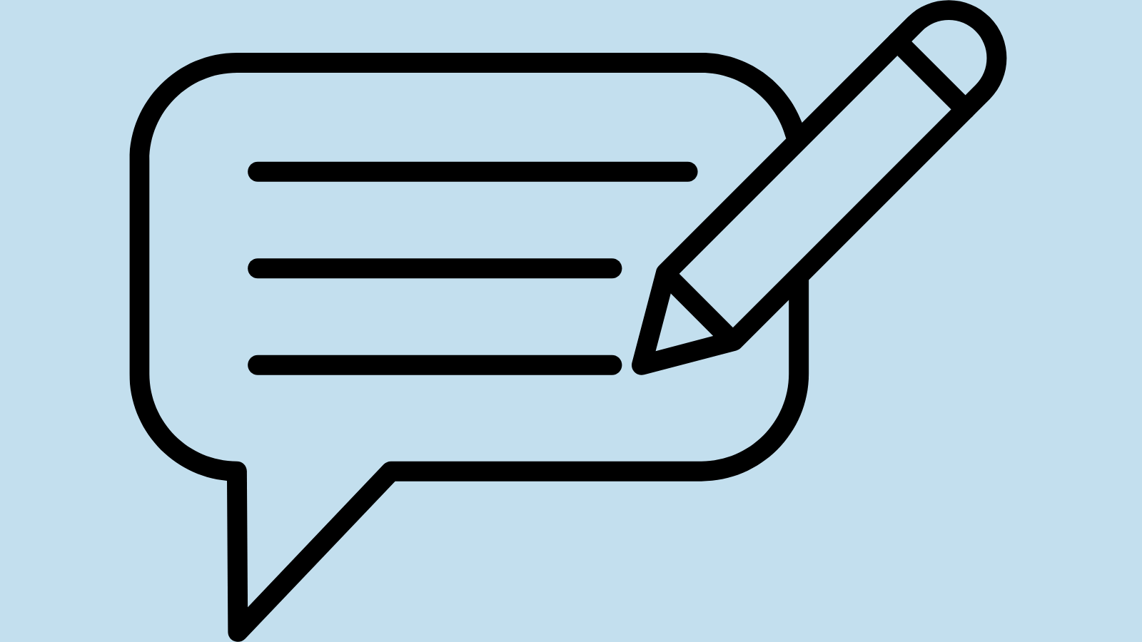 Icon of a speech bubble and a pen