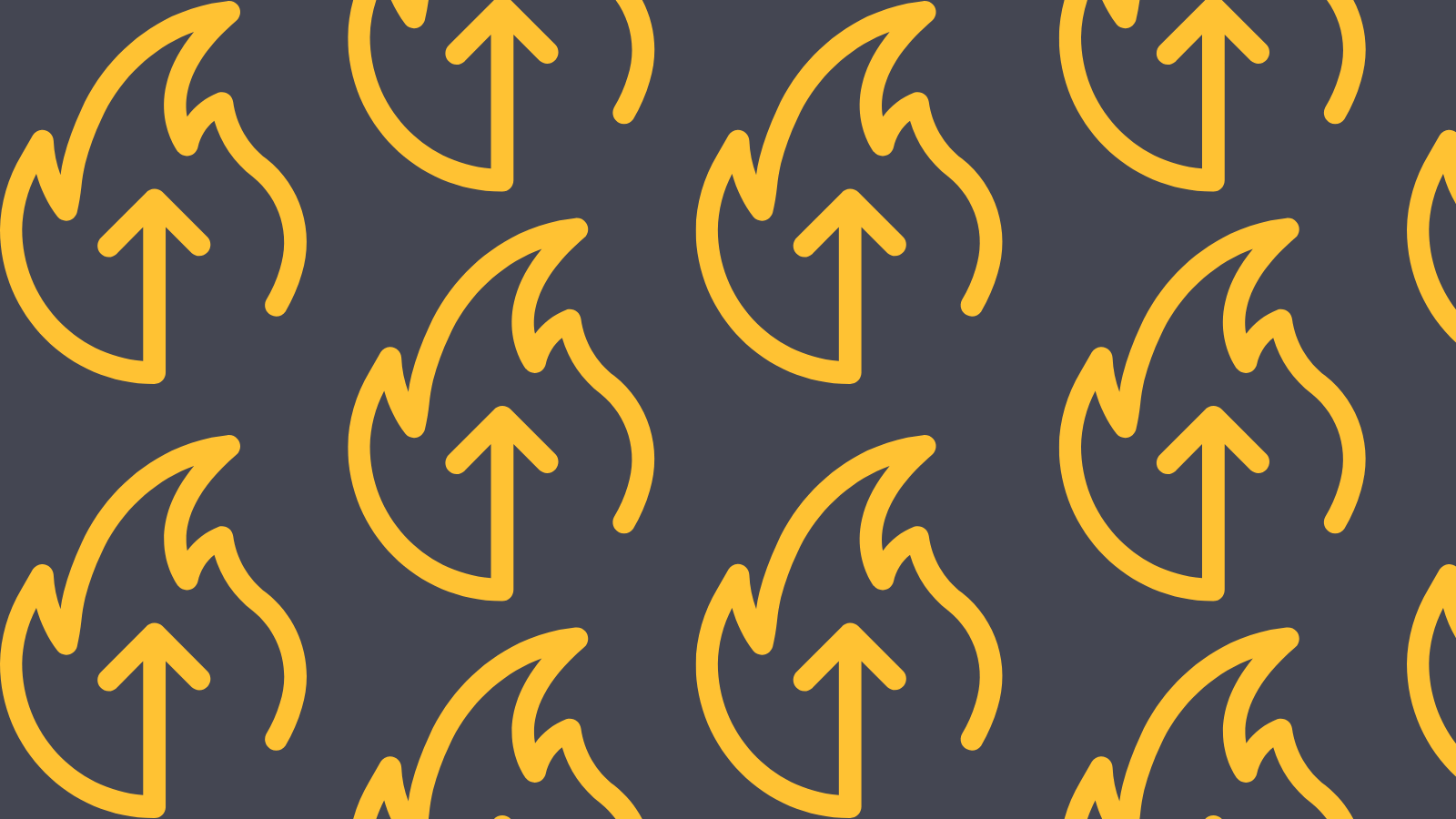 Icons of a flame with an arrow pointing up in a repeating pattern