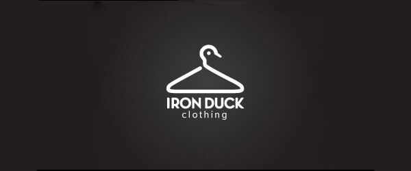 Iron Duck's logo, a wire hanger with the hook shaped like a duck's head