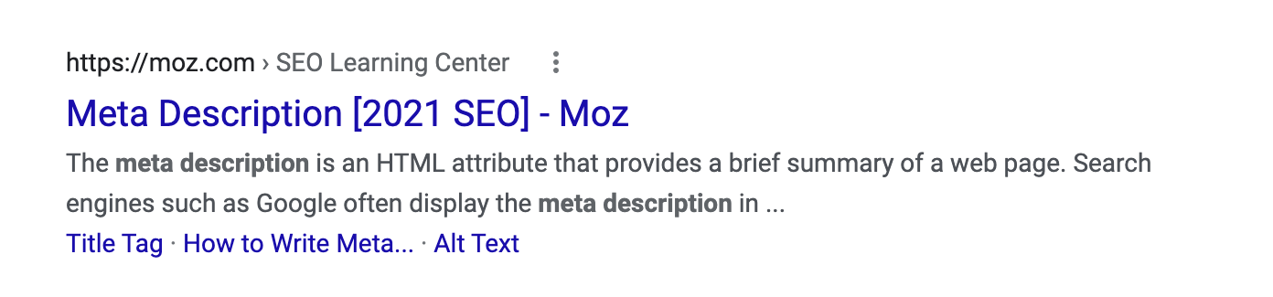 The meta description for a an article about meta descriptions