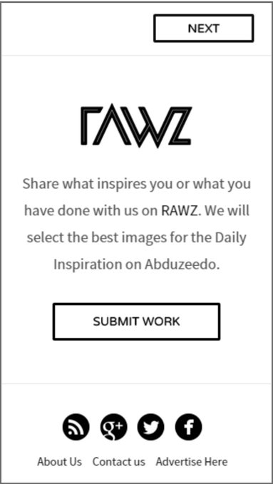 A call to action to submit work to Abduzeedo