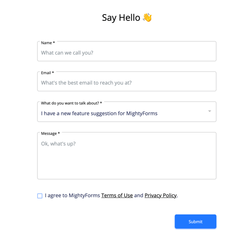 A simple contact form example