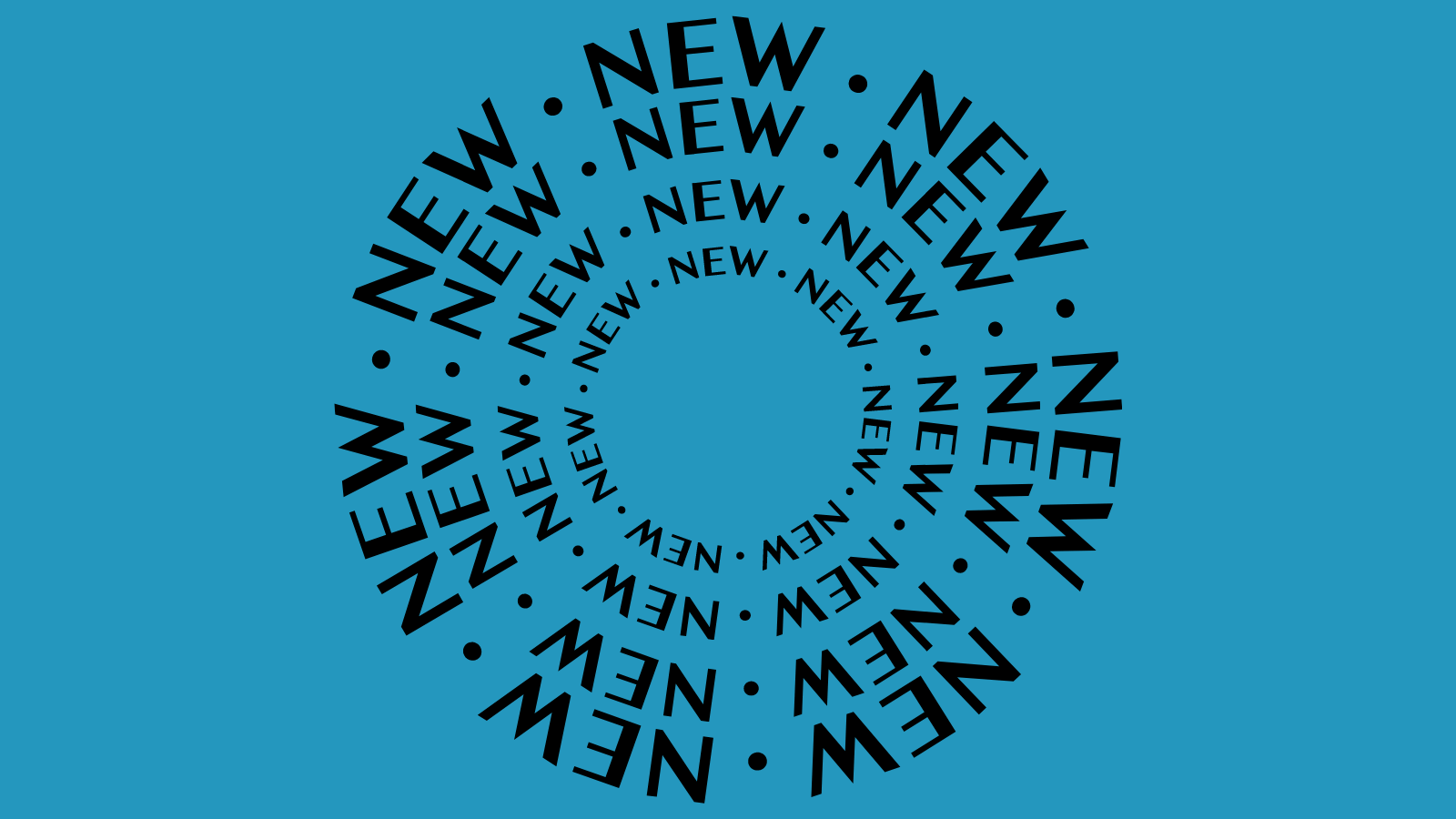 The word "New" repeated in a circle