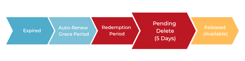 Domain lifecycle with Pending Delete highlighted