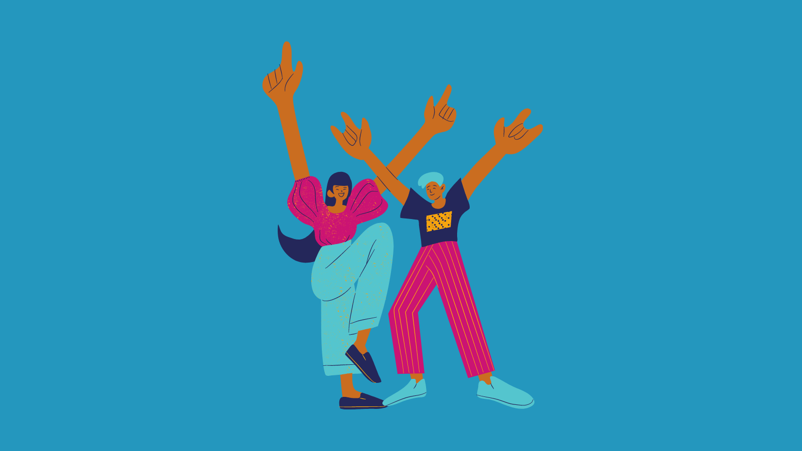 Two young people in funky clothes