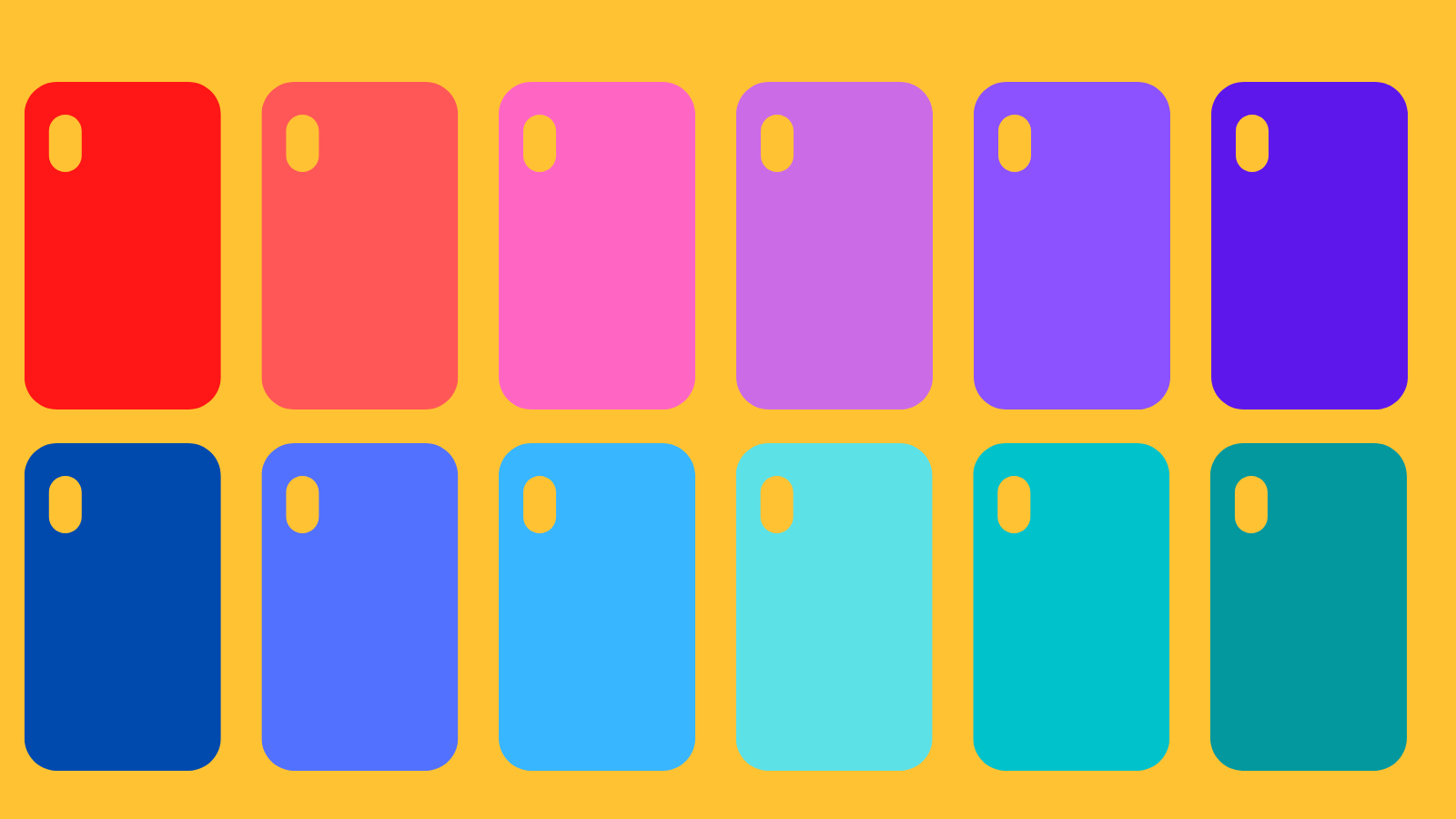 Phone cases in a variety of colors