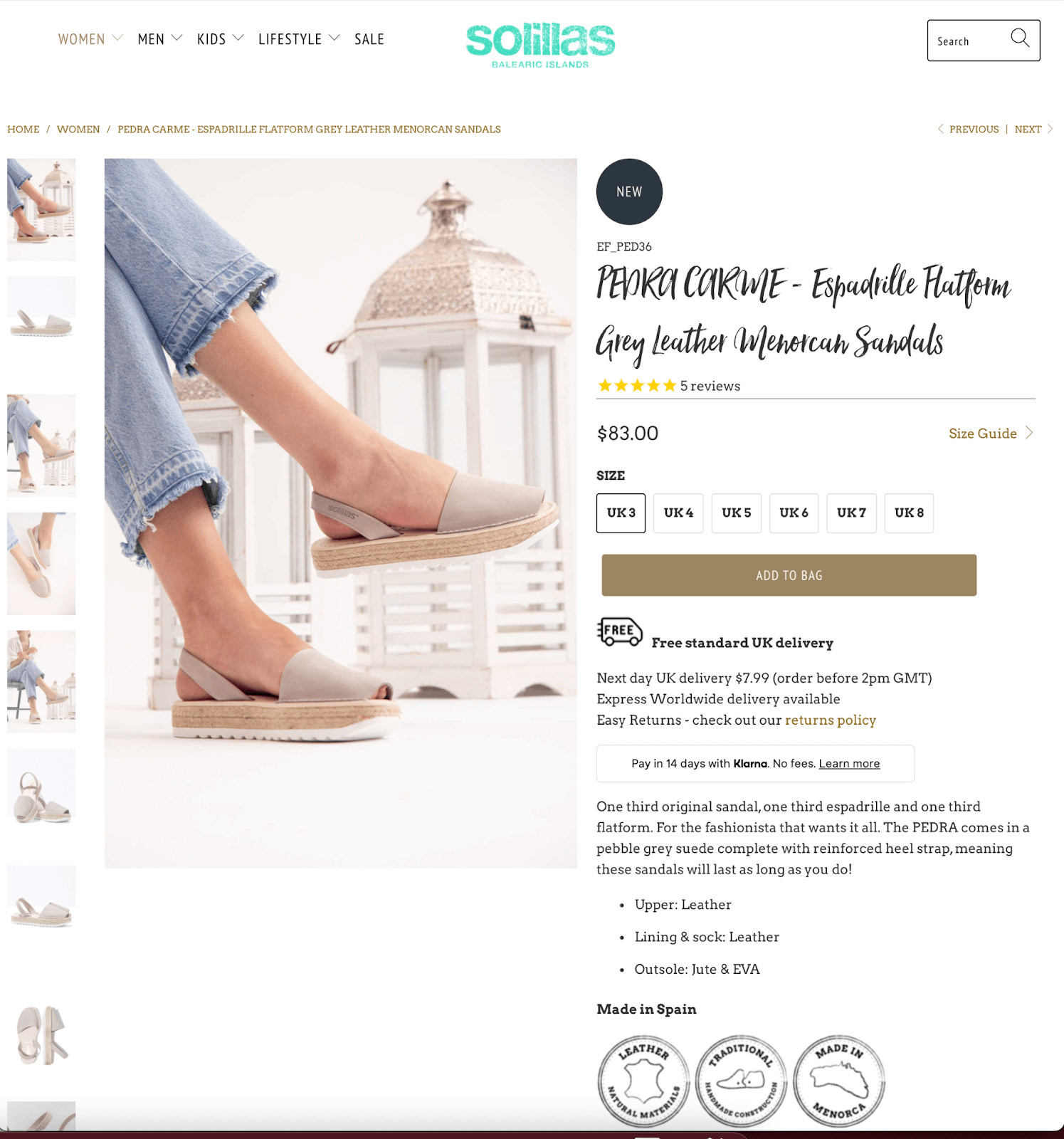 Solillas Espadrille product page