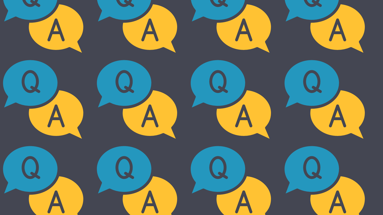 speech bubbles with the letter Q and the letter A in a repeating pattern