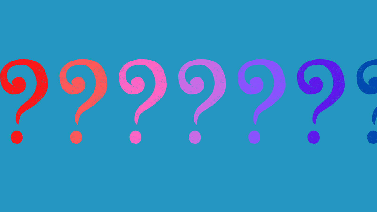 Question marks in various colors