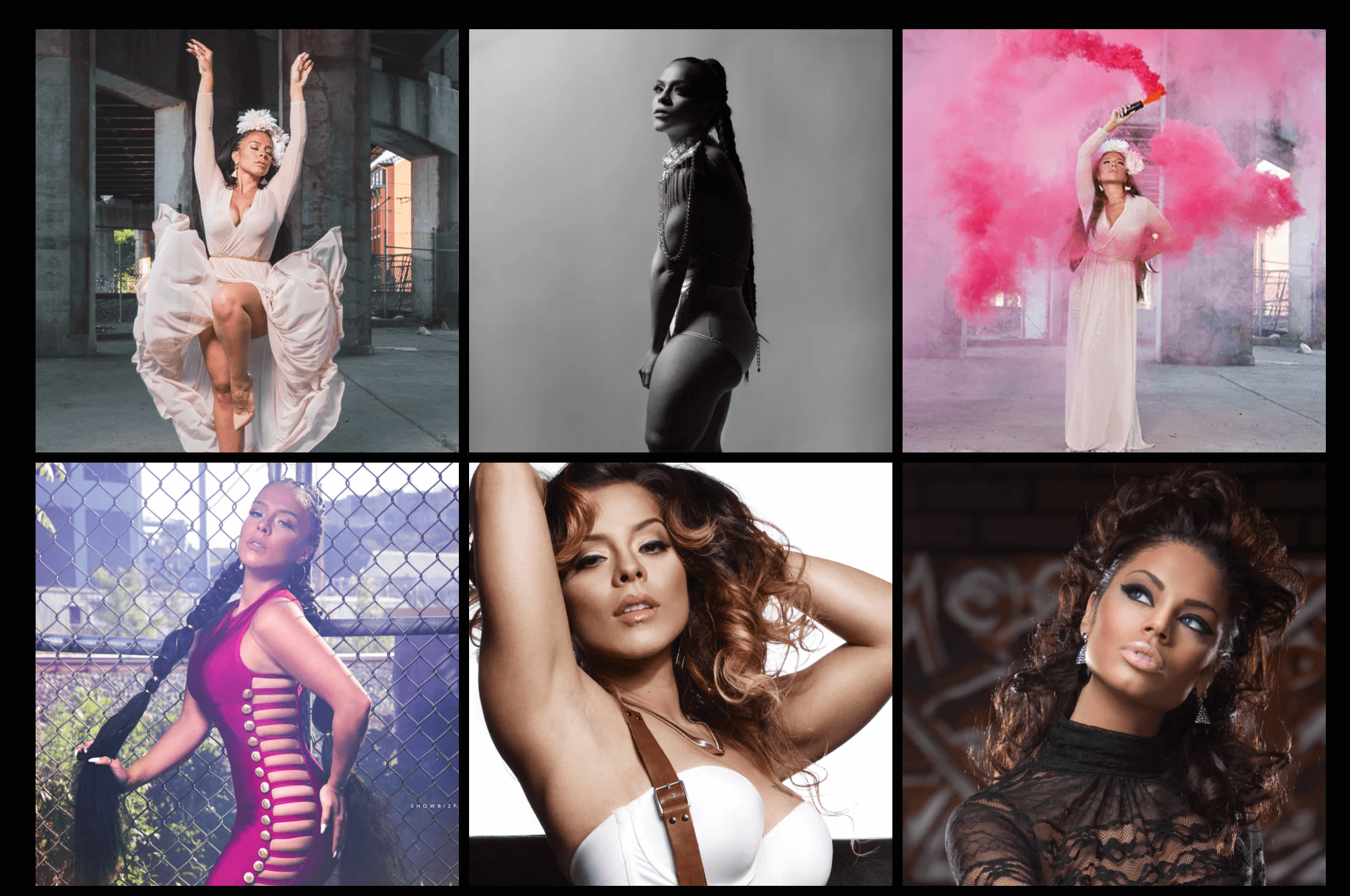 Six glamorous photos from Sheek Studio's portfolio page