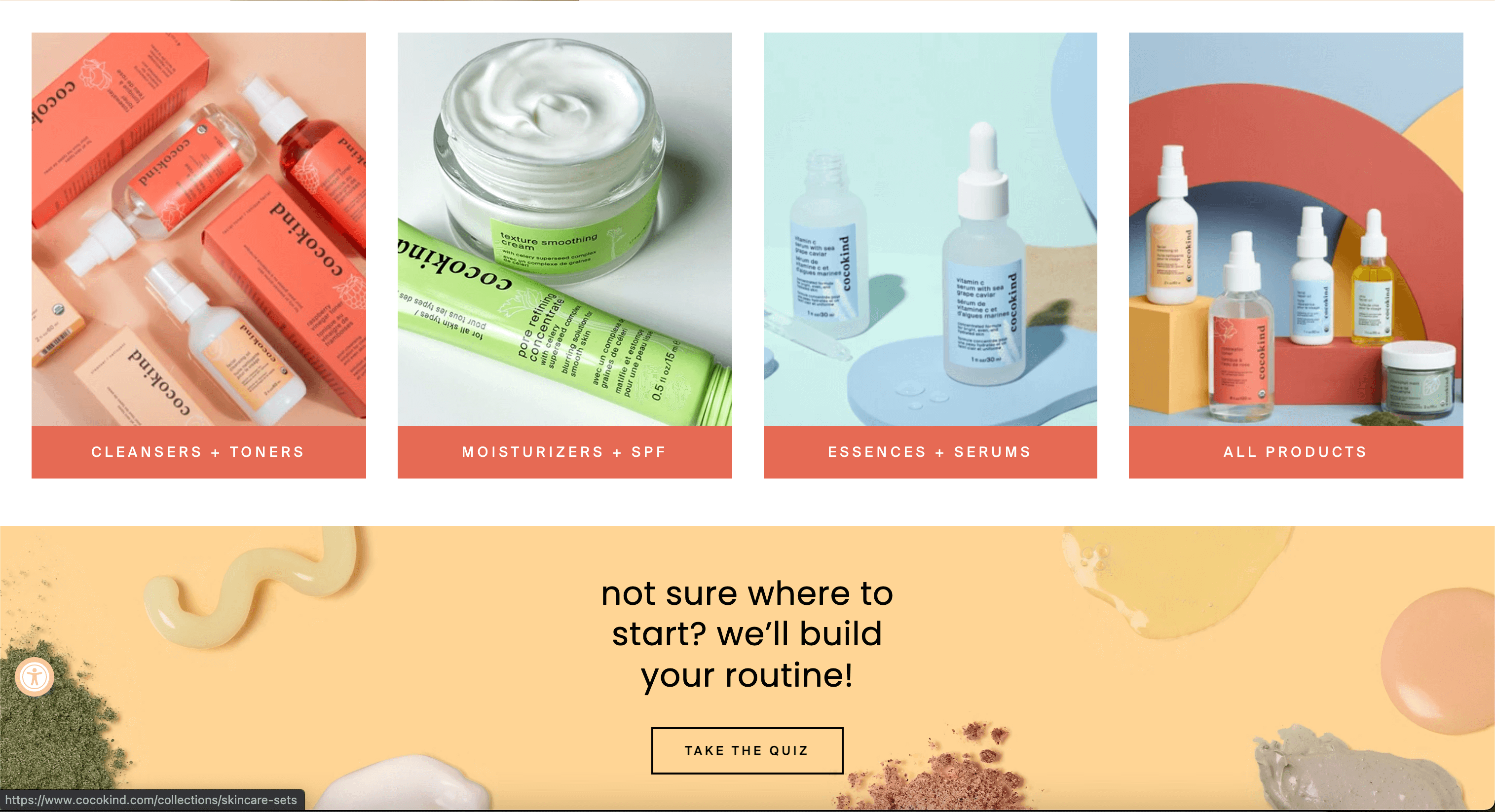 The homepage for CocoKind skincare