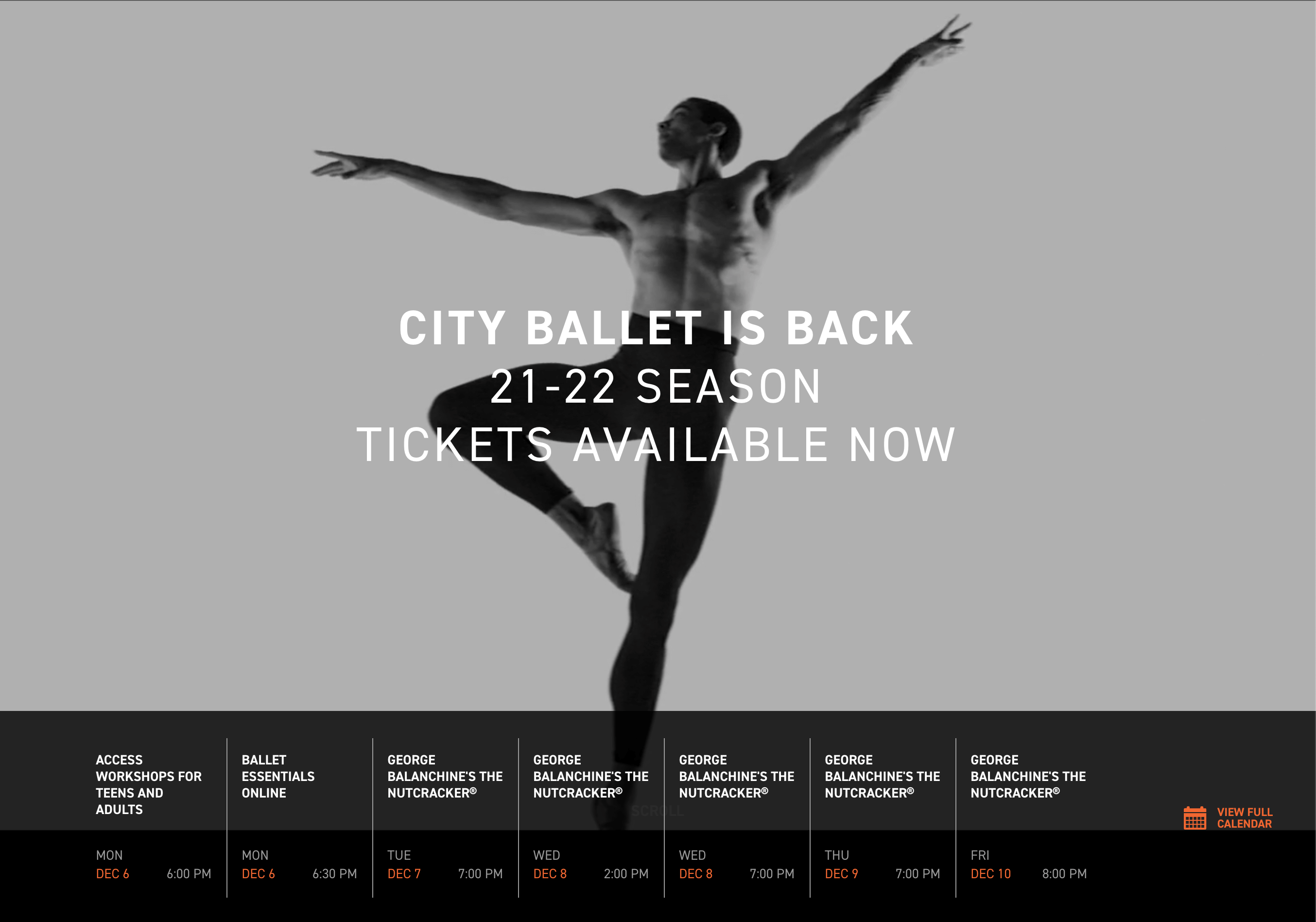 The homepage for New York City Ballet
