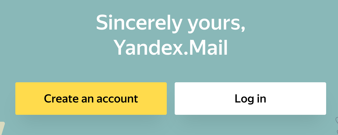 The Yandex login page