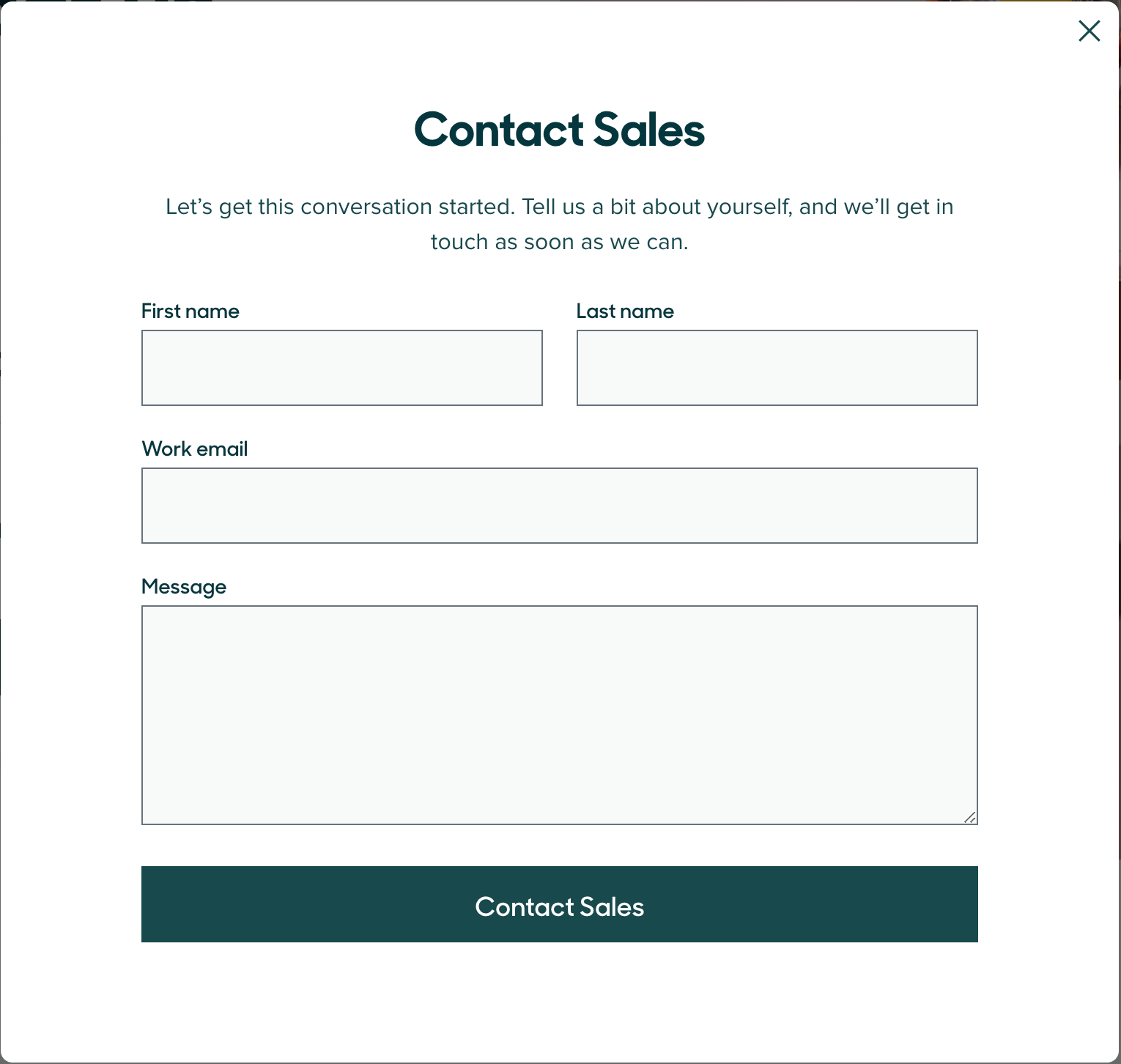 Zendesk's Contact Sales form