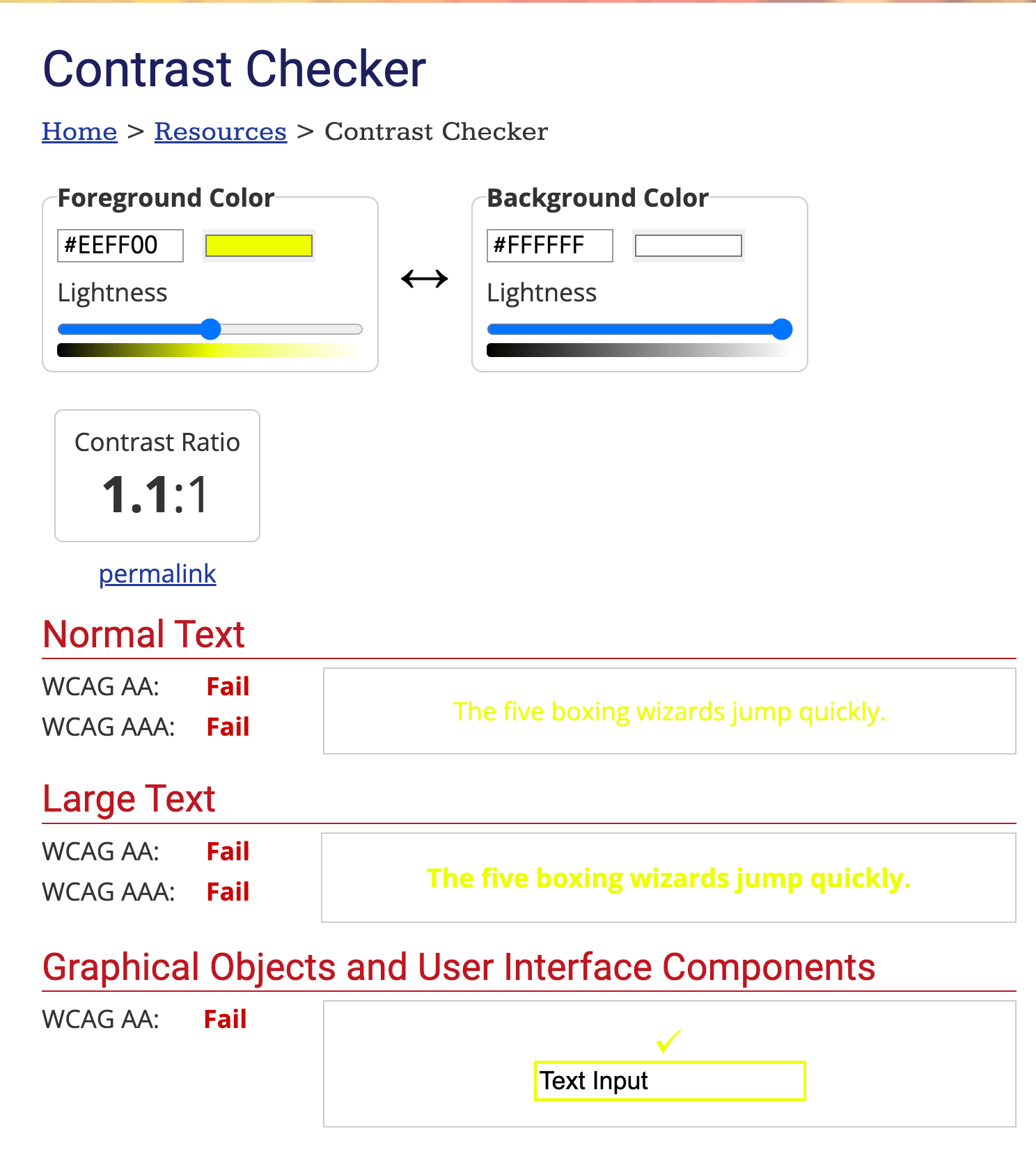 An example of a contrast ratio of 1.1:1