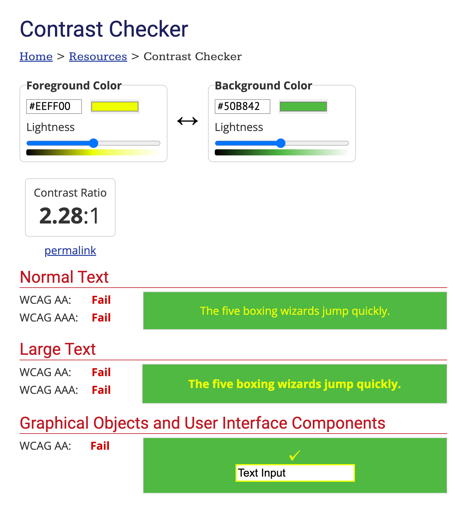 An example of a contrast ratio of 2.28:1