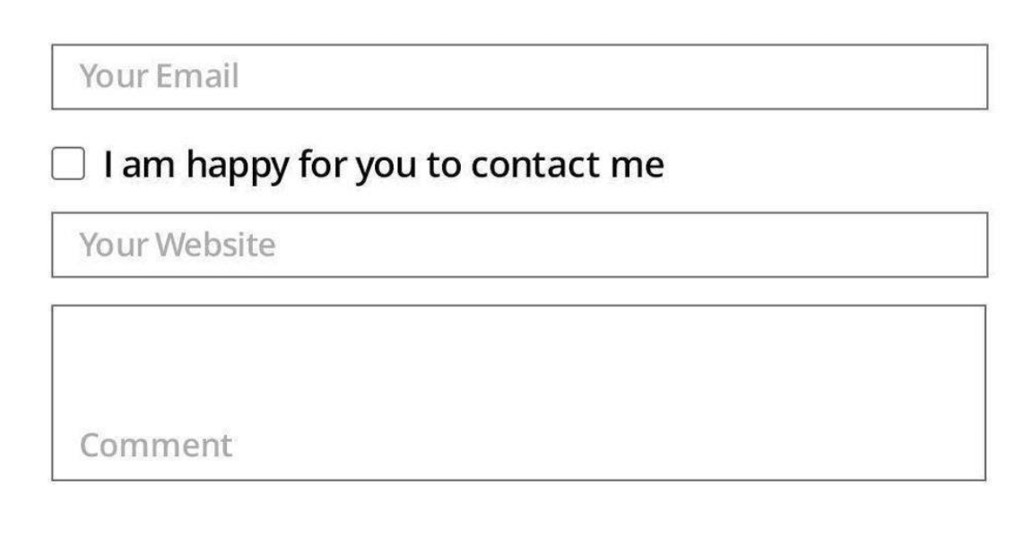 A contact form with placeholder text as headings