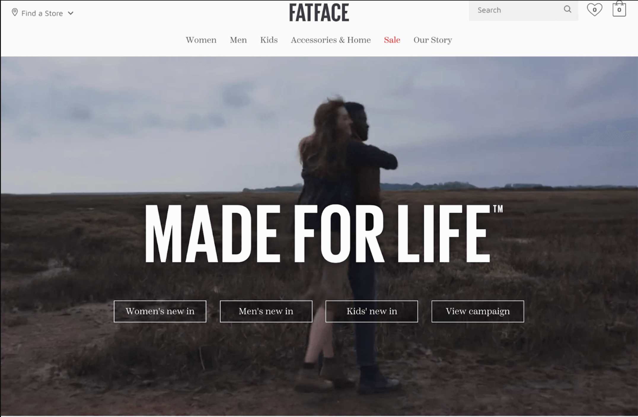 Clothing company Fatface's homepage