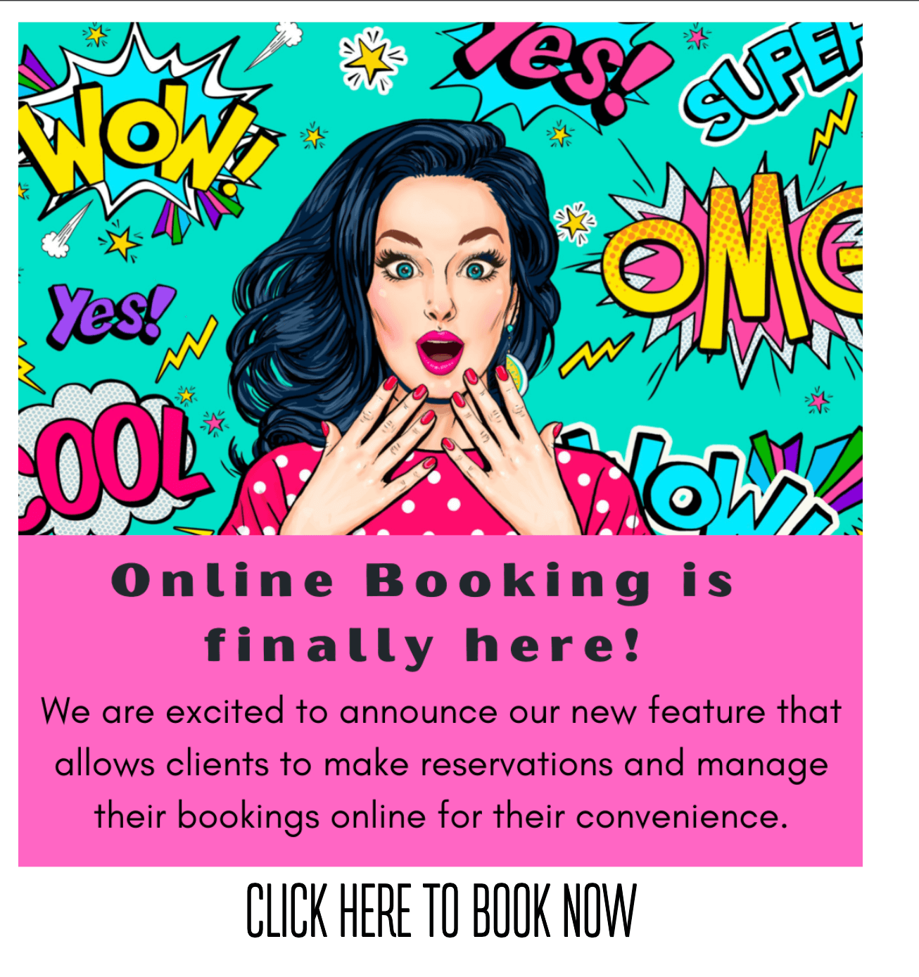 A pop-up from swerve salon promoting their online booking
