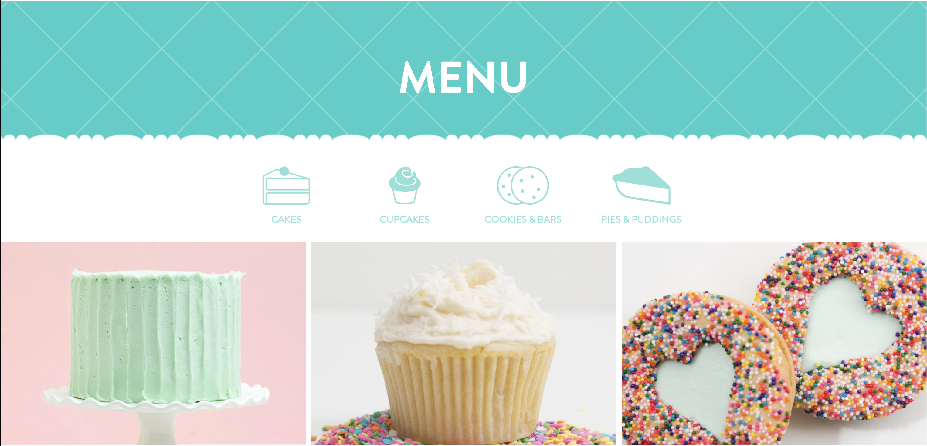 SusieCakes menu page