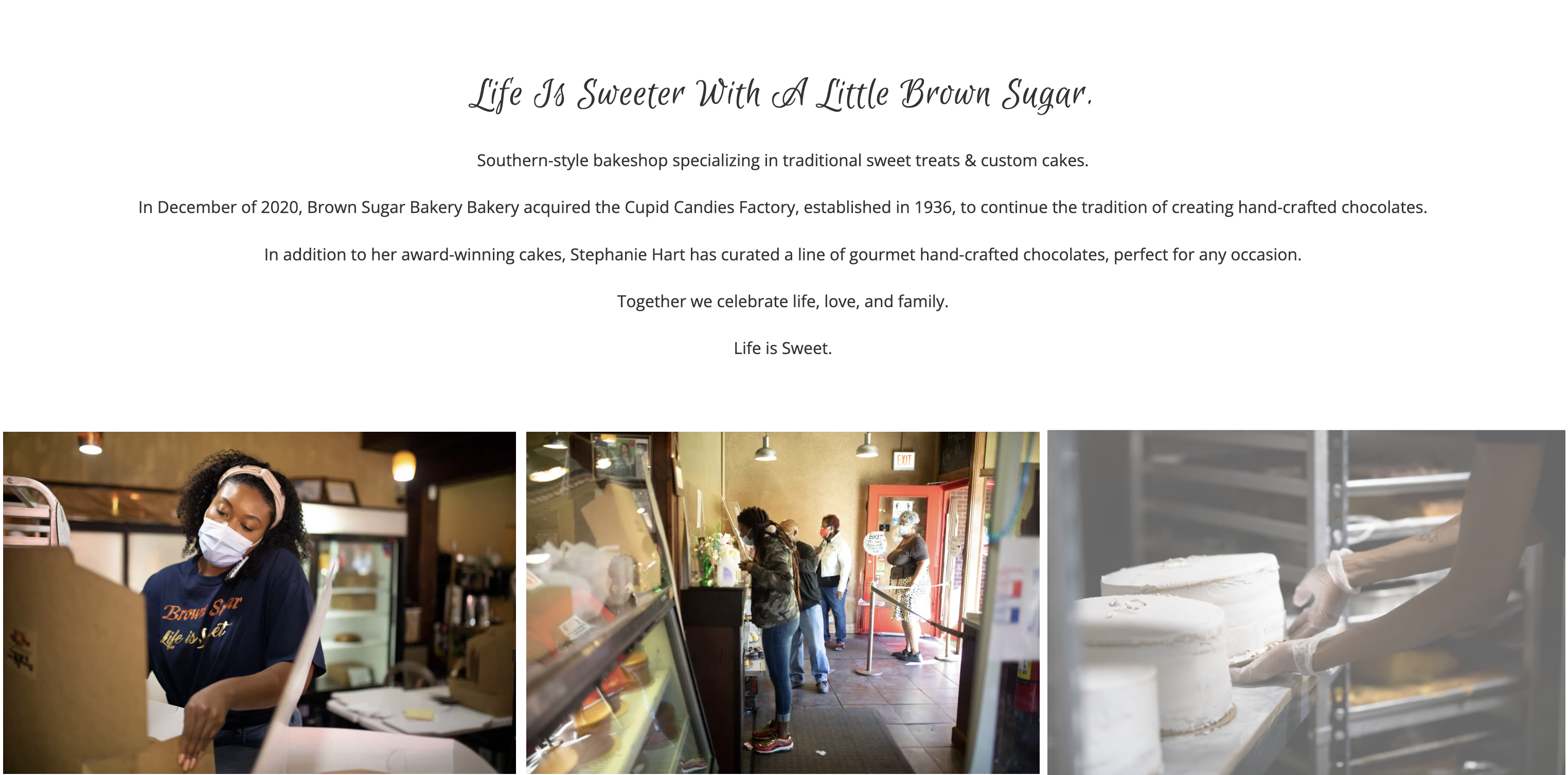 Brown Sugar Bakery's About Page
