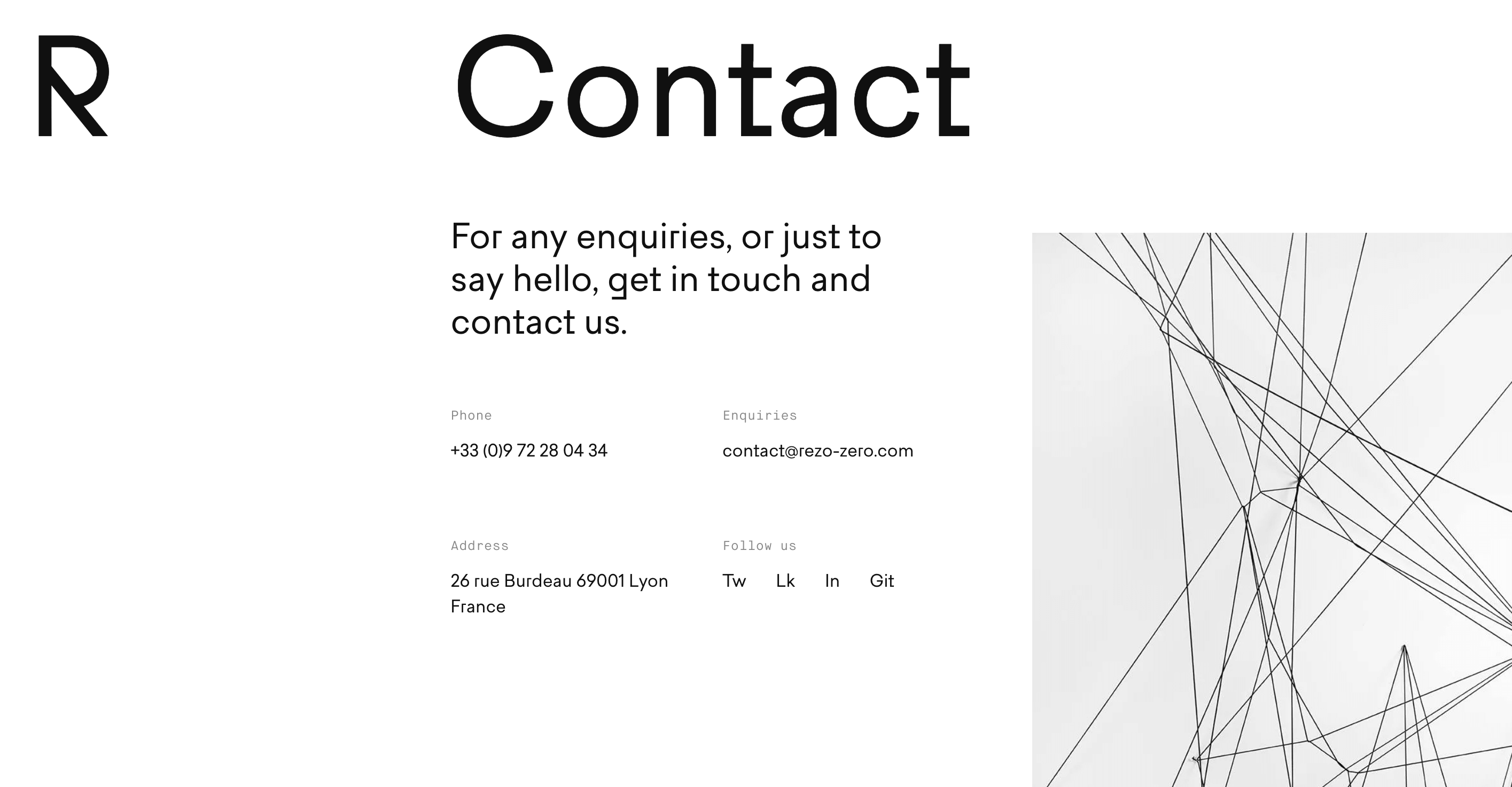 Rezo Zero's contact page