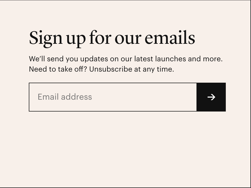 Away Travel's newsletter sign up in the footer of their website