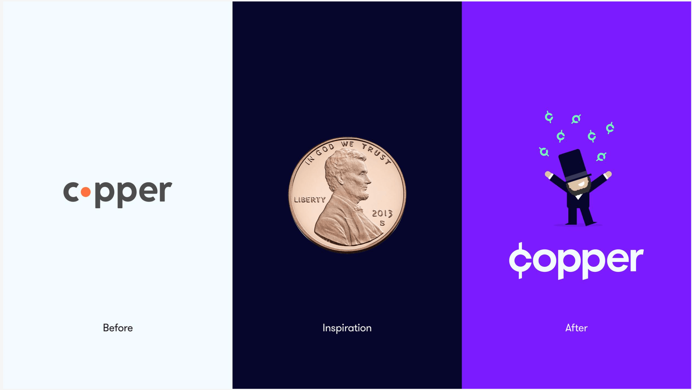 A comparison between the old and new logo for Copper