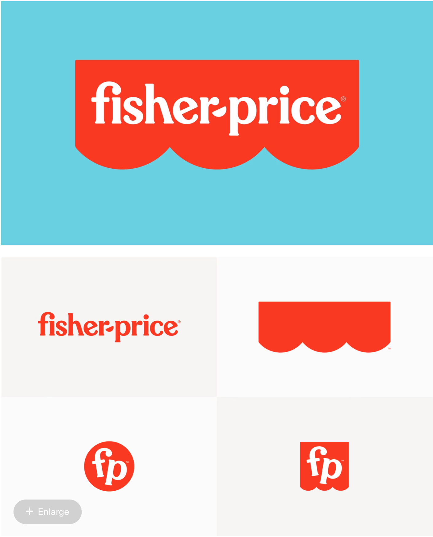 A comparison of Fisher-Price's logo evolution
