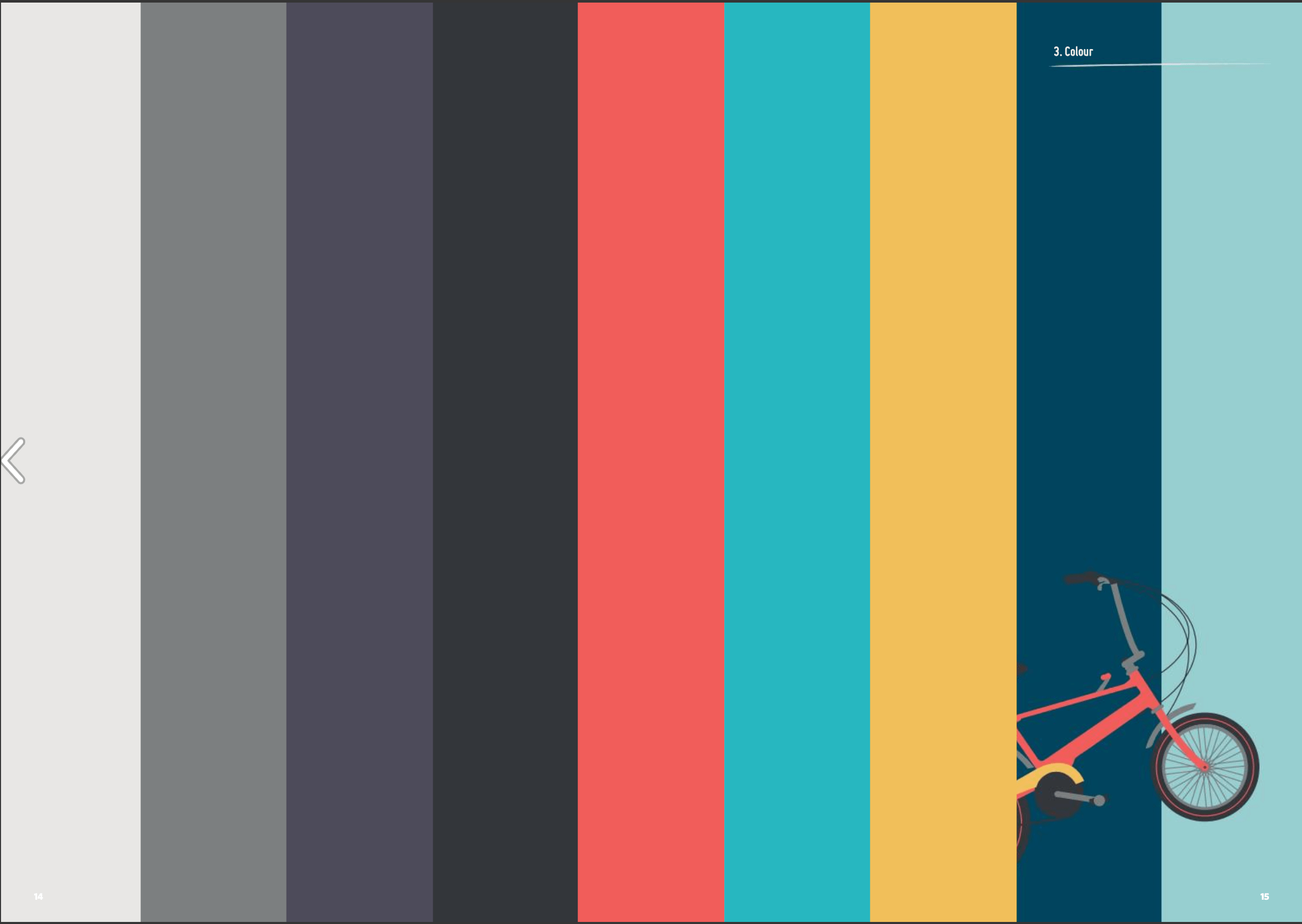 Love to Ride cycling community's color palette, featuring an illustration of a bike